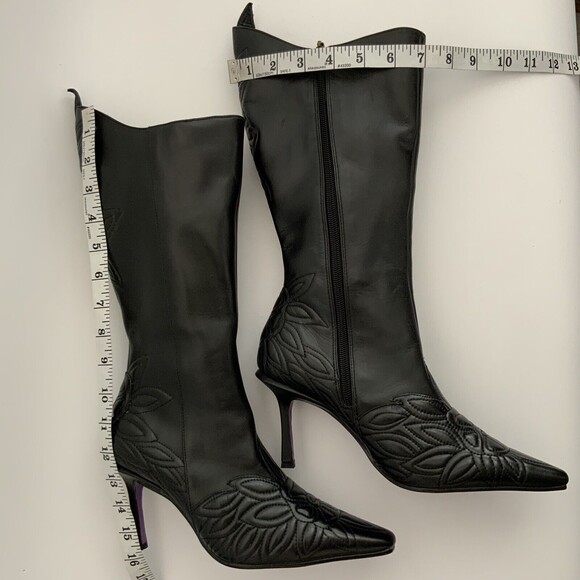 Suzanne Somers Leather Tall Floral Accents Wide Width Boots 6.5W - Picture 5 of 11